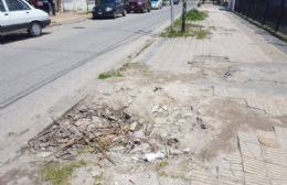 Veredas destrozadas frente a la Escuela Nº 3