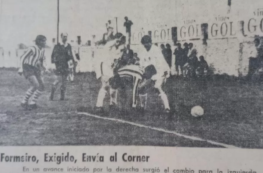 Formeiro en una foto del diario La Nueva Provincia, cuando los bahienses vencieron 1-0 en Berisso.