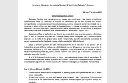 Polémica: familias rechazan el protocolo de seguridad de la Escuela Técnica N° 2 tras amenazas