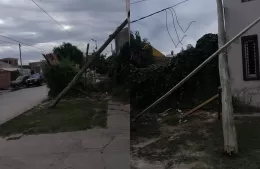 Preocupación en 145 entre 10 y 11 por un poste de luz a punto de caer