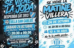 Villa San Carlos organiza una matiné para acompañar el viaje de la categoría 2013