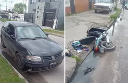 Dos heridos por choque entre auto y moto